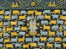 Pichwai Painting ~ Raas . Gold Foil Work { 4 X 4.5 Feet }
